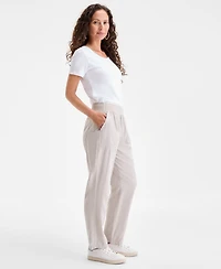 Style & Co Women's Mid-Rise Pull On Straight-Leg Ankle Pants, Created for Macy's