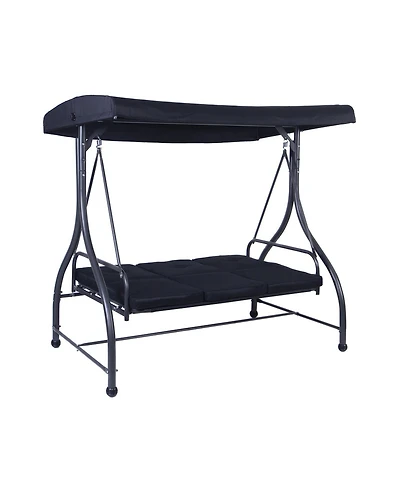 3 Seats Outdoor Swing Hammock with Adjustable Tilt Canopy