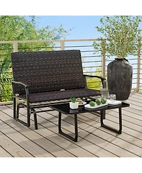 All Weather Outdoor 2-Person Swing Glider Bench with Quick Dry Foam Seat