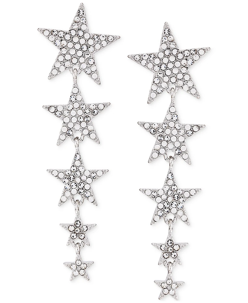 Guess Silver-Tone Pave Star Statement Earrings