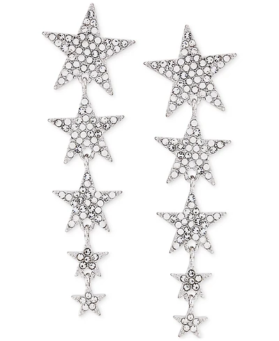 Guess Silver-Tone Pave Star Statement Earrings