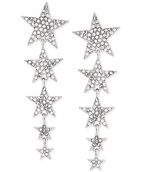 Guess Silver-Tone Pave Star Statement Earrings
