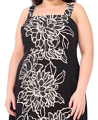 Vince Camuto Plus Size Floral Square-Neck Smocked-Back Sleeveless Maxi Dress
