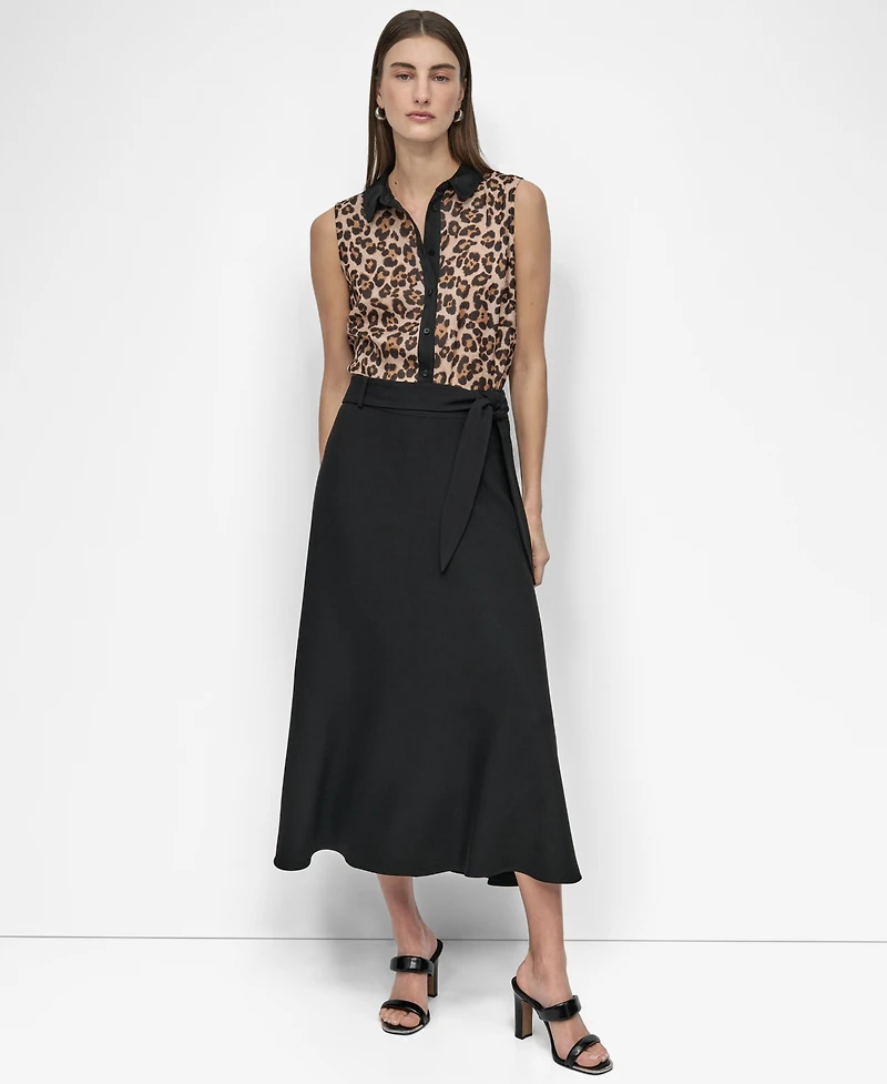 Dkny Women's Sleeveless Leopard-Print Blouse