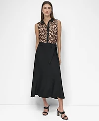 Dkny Women's Sleeveless Leopard-Print Blouse