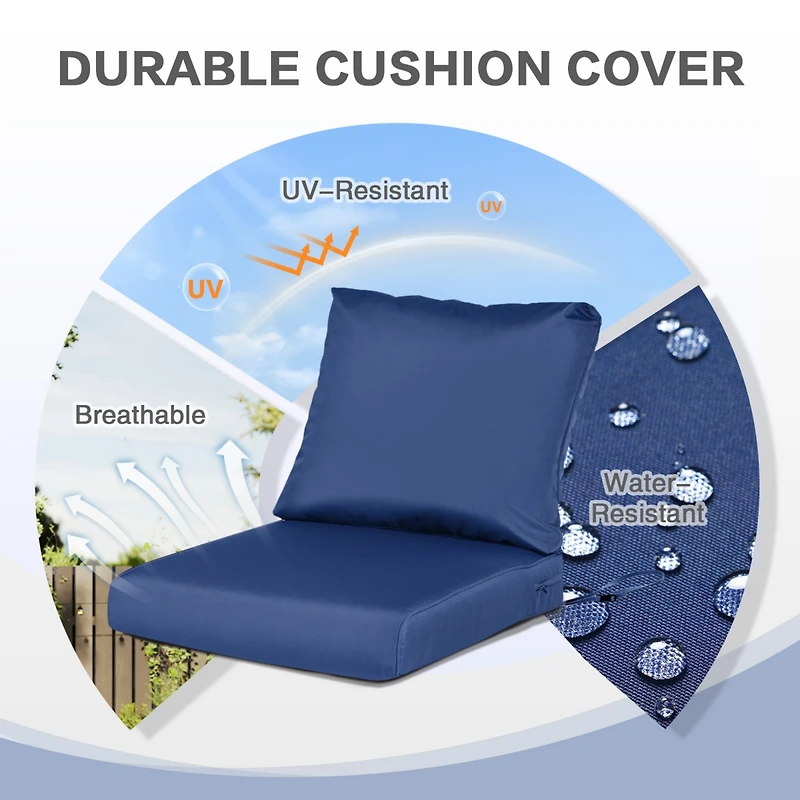 Aoodor Outdoor Chair Cushions Set, 24"x24", Water Resistant Deep Seat with Handle & Adjustable Straps.