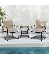 2 Pcs Outdoor Dining Chairs Patio Furniture Chair with Breathable Seat & Backrest