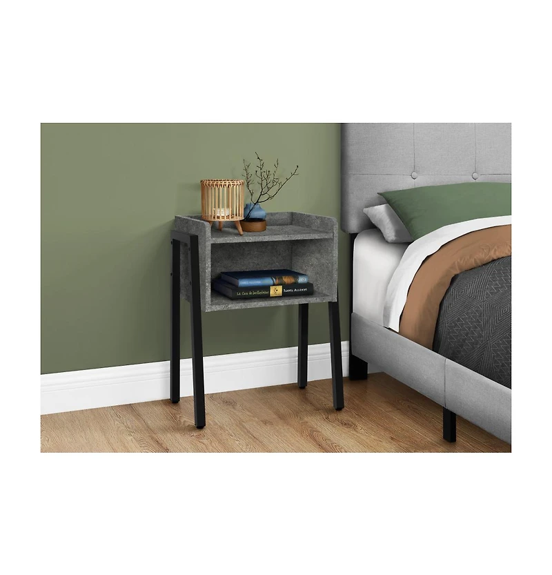 Industrial Metal and Wood End Table with Shelf