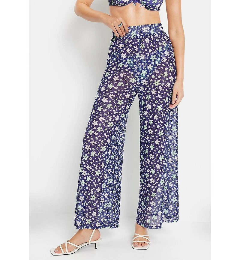 Lscn by Lascana Women's Floral Sheer Cover up Beach Dress Pants