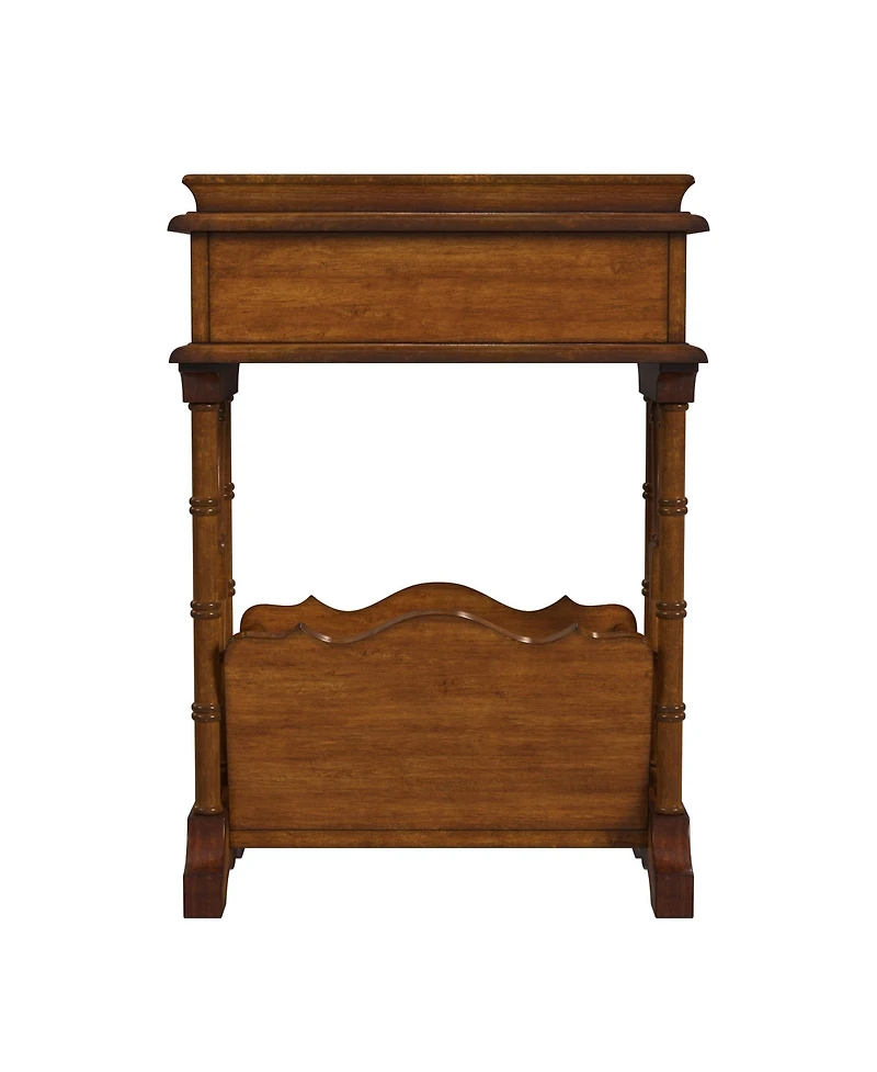 Solid & Manufactured Wood Side Table with Storage Drawer and Magazine Holder