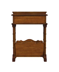Solid & Manufactured Wood Side Table with Storage Drawer and Magazine Holder