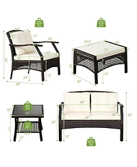 Gymax 7PCS Rattan Patio Conversation Sofa Furniture Set w/ Cushions & Waterproof Cover