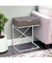 Industrial Wood and Metal End Table with Drawer – Perfect for Living Room or Bedroom