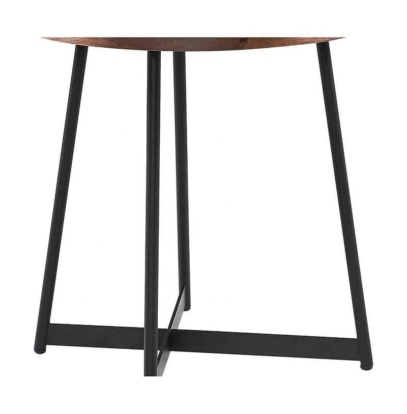21.66" X 21.66" X 22.05" Round Side Table In American Walnut And Black