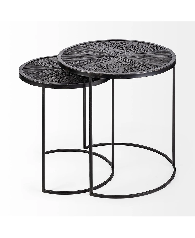 Set of Two 20" Black Round End Table