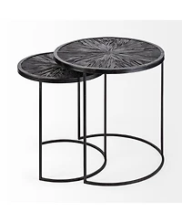 Set of Two 20" Black Round End Table