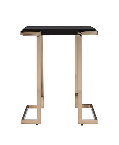24" Black Geometric Metal Square End Table