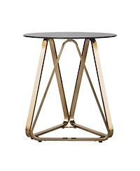 Round Glass and Iron End Table for Modern Home or Office Decor