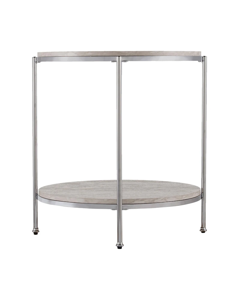 Wood and Iron Rectangular End Table with Shelf for Living Room or Bedroom