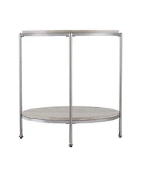 Wood and Iron Rectangular End Table with Shelf for Living Room or Bedroom
