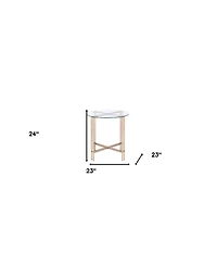 Contemporary Glass and Metal Round End Table with Elegant Finish