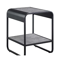 Contemporary Rectangular End Table with Metal Frame and Storage Shelf