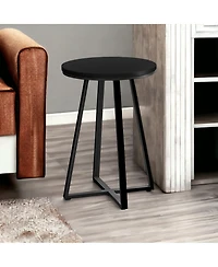 Mid-Century Round End Table with Tapered Legs