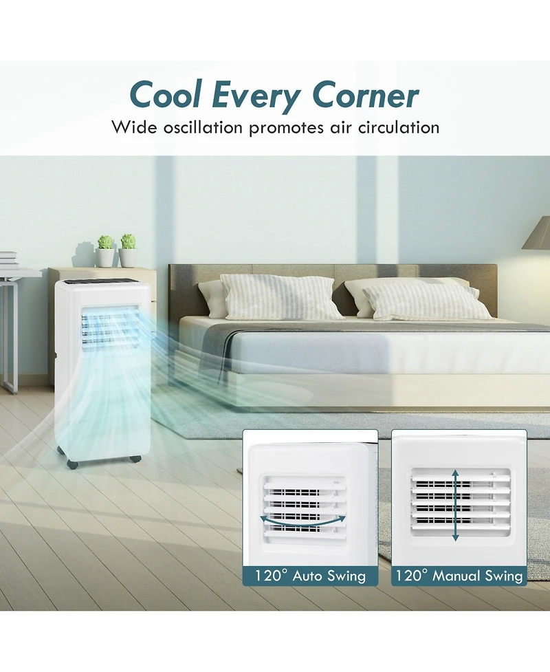 8000 Btu Portable Air Conditioner with Remote Control and Led Digital Display
