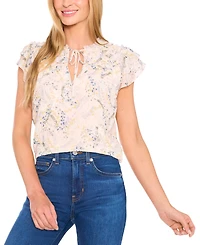 CeCe Women's V-Neck Flutter Sleeve Blouse