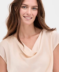 Tahari Asl Women's Extended-Shoulder Draped-Neck Blouse
