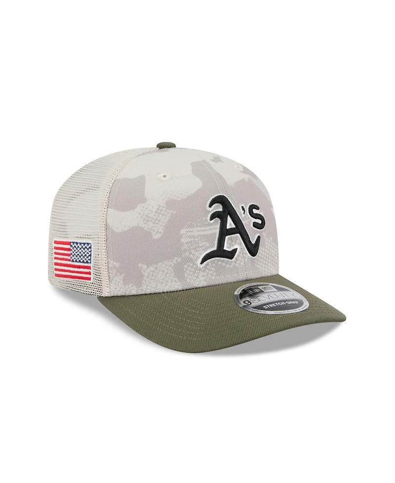 New Era Men's Light Beige/Olive Athletics 2025 Armed Forces Day 9SEVENTY Adjustable Hat