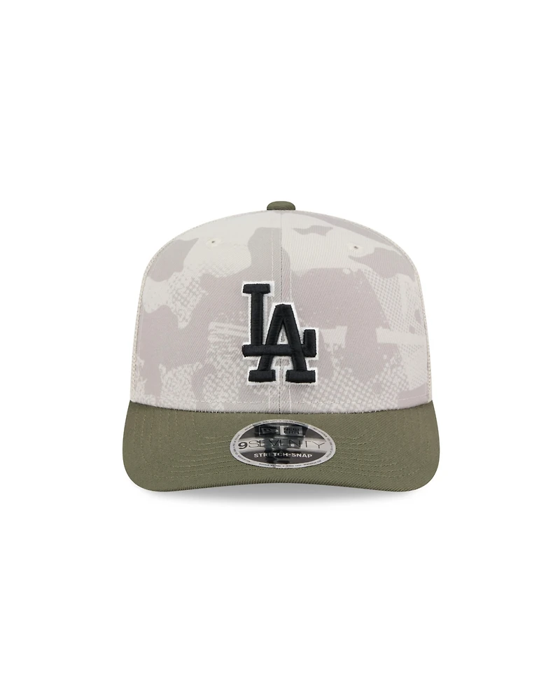 New Era Men's Light Beige/Olive Los Angeles Dodgers 2025 Armed Forces Day 9SEVENTY Adjustable Hat