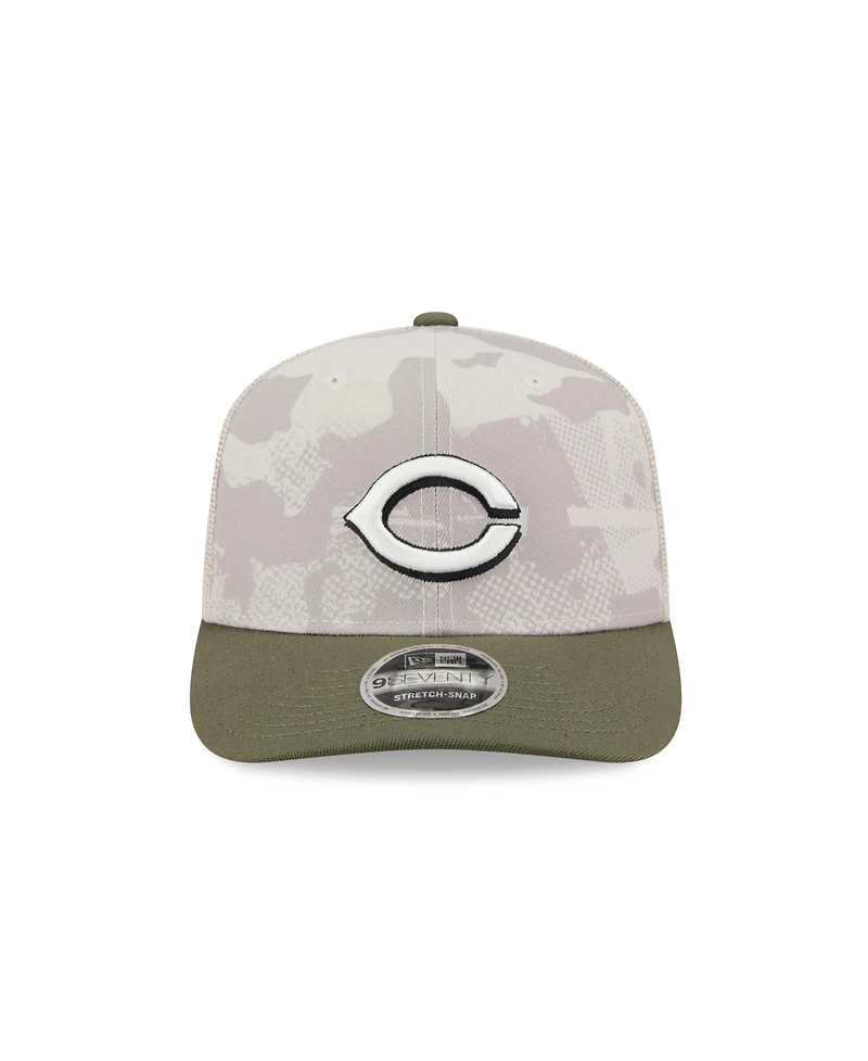 New Era Men's Light Beige/Olive Cincinnati Reds 2025 Armed Forces Day 9SEVENTY Adjustable Hat