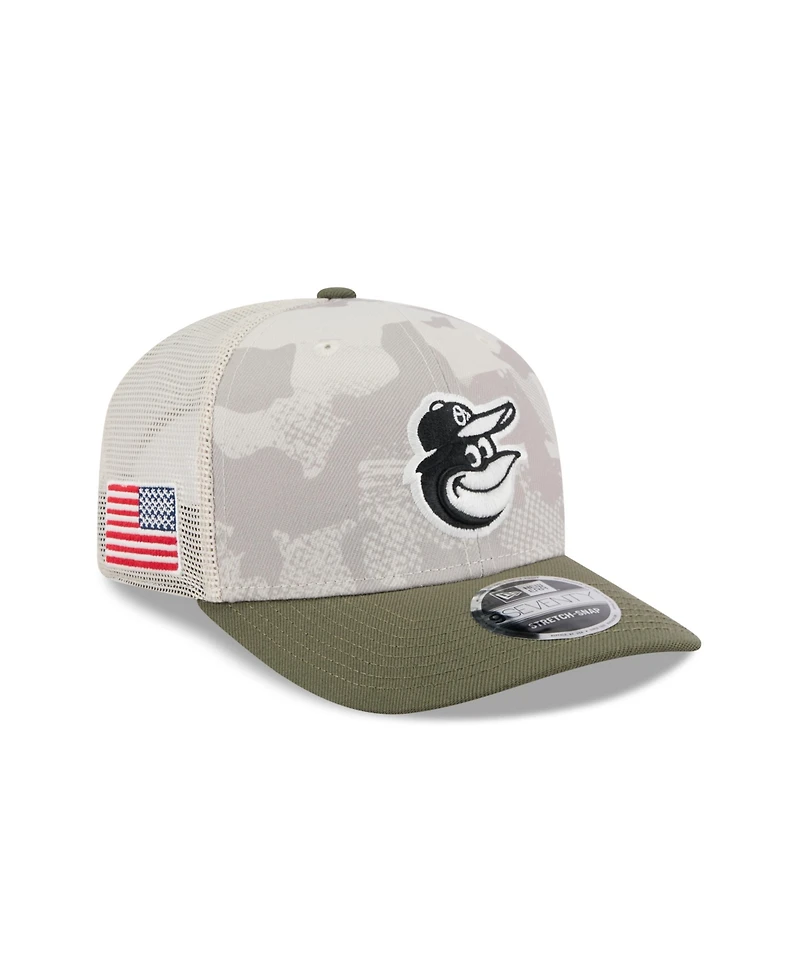 New Era Men's Light Beige/Olive Baltimore Orioles 2025 Armed Forces Day 9SEVENTY Adjustable Hat