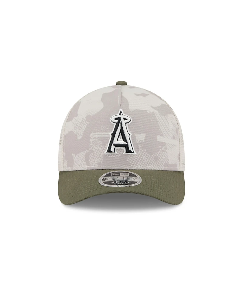New Era Men's Light Beige/Olive Los Angeles Angels 2025 Armed Forces Day 9FORTY M-Crown A-Frame Adjustable Hat