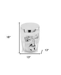 18" Silver Aluminum Faces Round End Table
