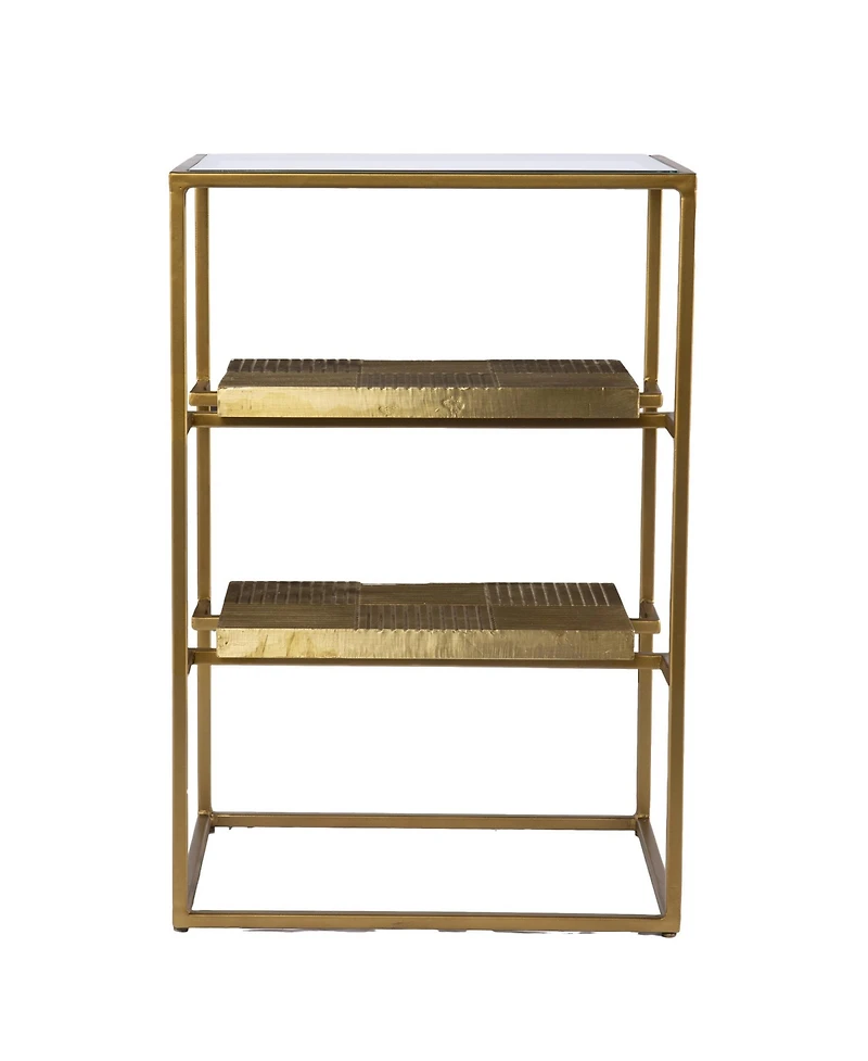Rectangular End Table with Two Shelves for Living Room or Bedroom Storage