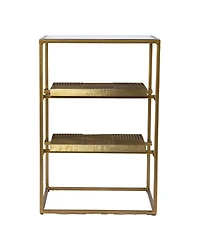 Rectangular End Table with Two Shelves for Living Room or Bedroom Storage