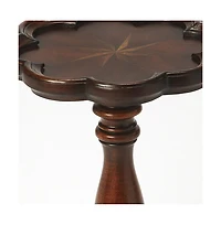 Wood End Table with Floral Top for Living Room or Bedroom