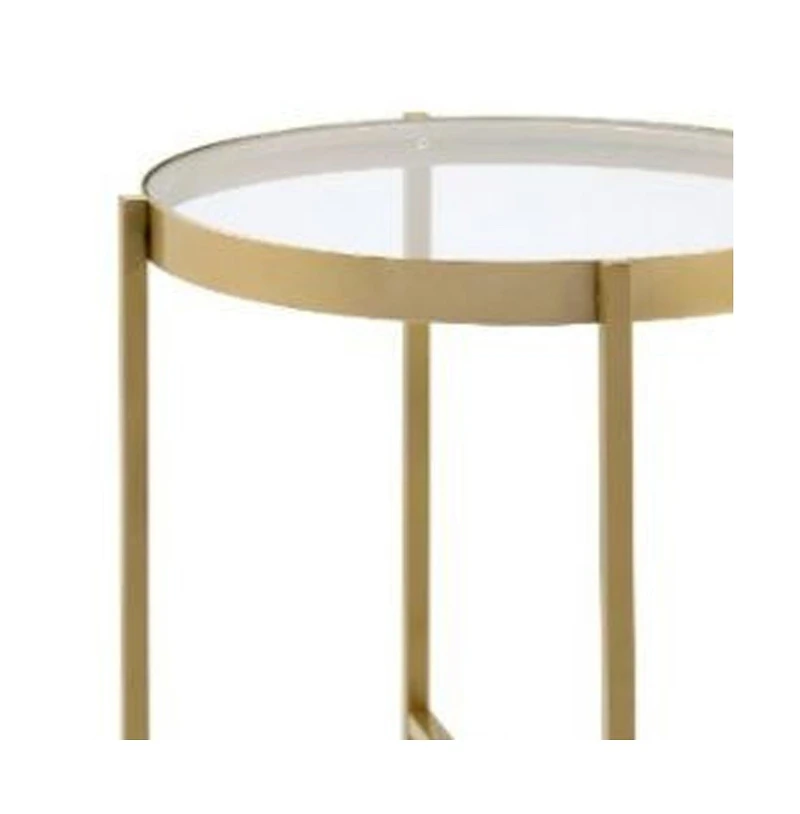 Contemporary Round Accent Table in Powder-Coated Metal
