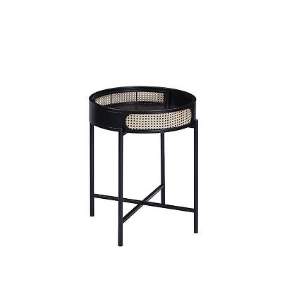24" Black Melamine Veneer And Manufactured Wood Round End Table
