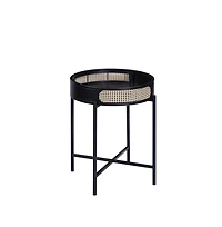 24" Black Melamine Veneer And Manufactured Wood Round End Table