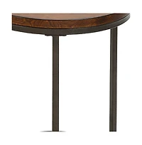 Wood and Iron Round Accent Table – Industrial Style with Rustic Charm for Living Room