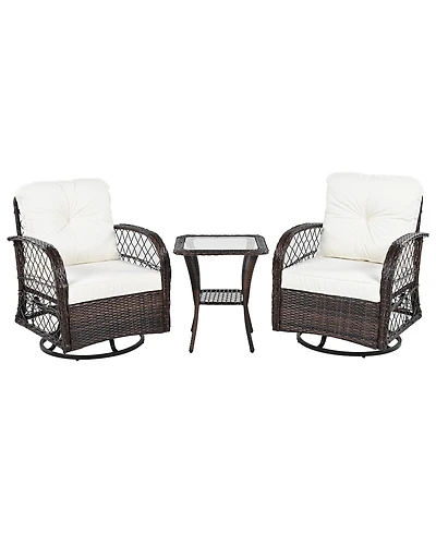 Mondawe 3-piece Outdoor Chair&Table Set Chat 2-person Rattan Seating Group