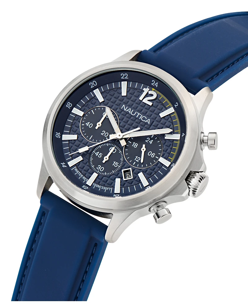 Nautica Men's Chronograph or Date Blue Silicone Watch, 45mm