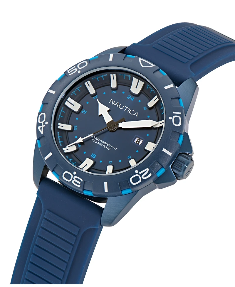 Nautica Men's Analog Blue Silicone Watch, 44mm