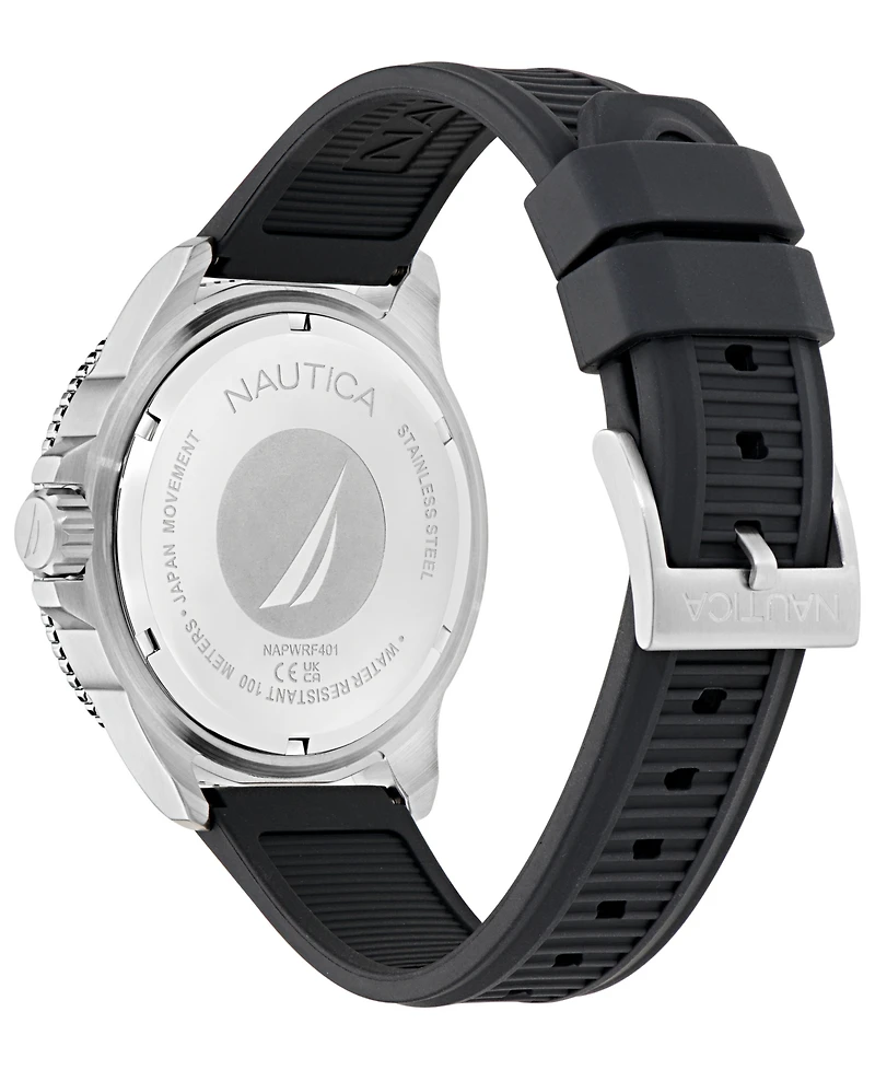 Nautica Men's Analog Black Silicone Watch, 46mm