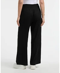 Ellen Tracy Women's Linen Smocked Wide Leg Pant