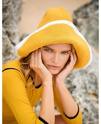 Brunna.co Bloom Line Crochet Sun Hat In Canary Yellow