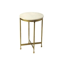 Round End Table with Faux Marble Top – Chic Living Room Accent